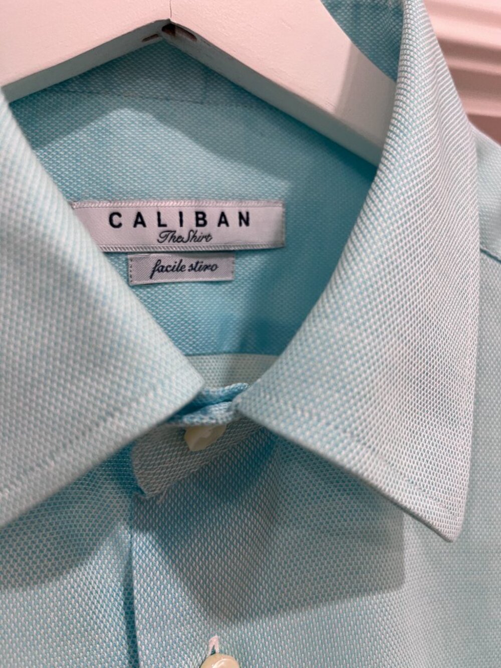 MEN'S LUXURY DRESS SHIRT, AQUA BLUE, MADE IN ITALY, SZ 39cm/15.5" NECK, USM - Picture 3 of 15